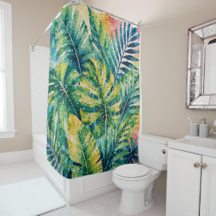 Lush Tropical Leaves Geometric Style Botanical Art