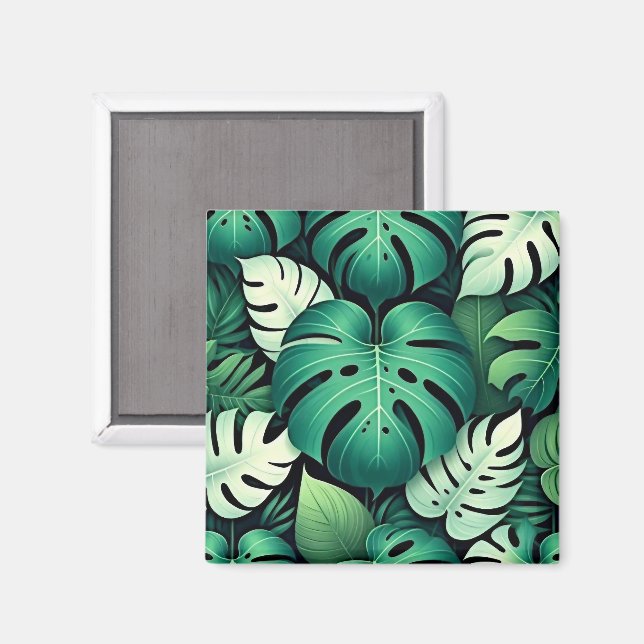 Lush tropical leaves magnet (Front/Back)