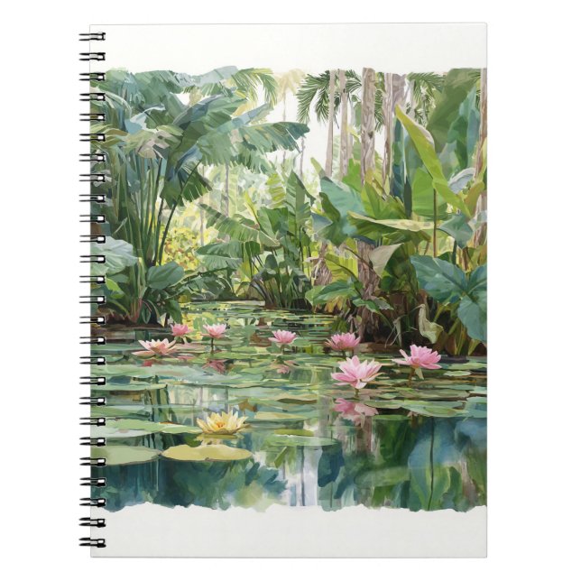 Lush Tropical Lily Pond Carnet d'art botanique (Devant)