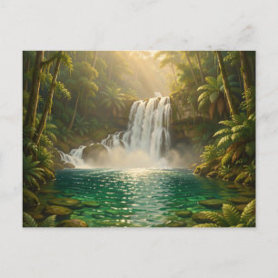 Lush Tropical Waterfall Jungle Paradise Postcard