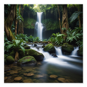 Lush Tropical Waterfall Photo Print