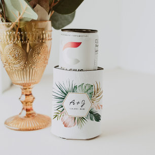 Lush Tropics Wedding Slim Can Cooler Cozy