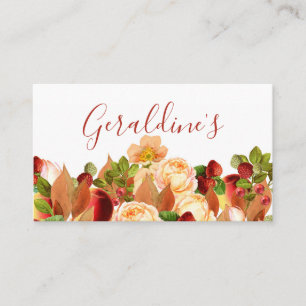 Lush Watercolor Flowers and Berries Business Card