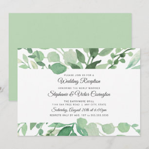 Lush Watercolor Greenery wedding reception only Invitation
