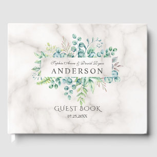 Lush Watercolour Olive Branches Wreath Wedding Guest Book