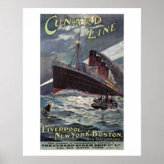 Lusitania - Vinatge Cunard Line steamship poster