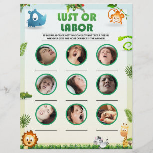 Lust Or Labour Baby Shower Game [Animal Theme] Letterhead