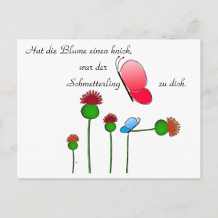 Lustger Spruch "Schmetterling" Postcard