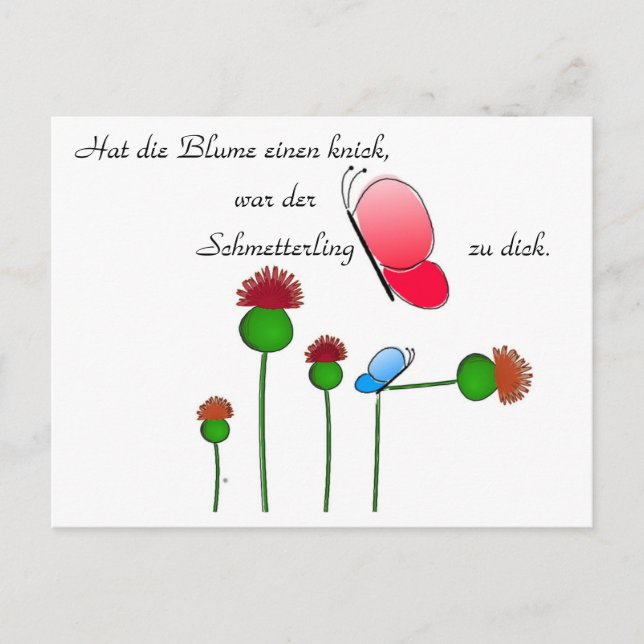 Lustger Spruch "Schmetterling" Postcard (Front)