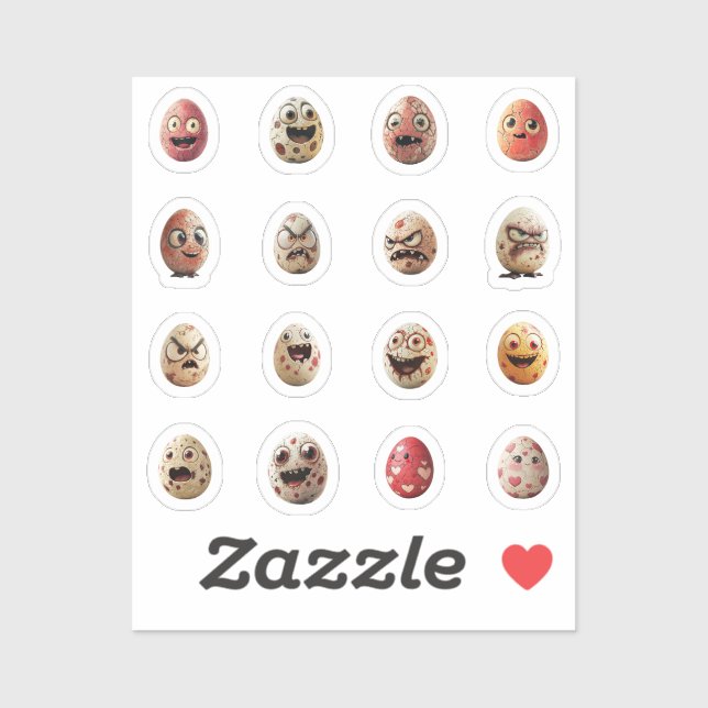 Lustic Chibi Easter eggs stickers - 16 pieces (Sheet)