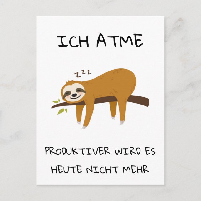Lustiger Faultier Spruch Geschenk Postkarte Postcard (Front)