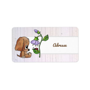 Lustiger Hund und Käfer Adressaufkleber Label