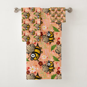 Lustiges Bienchen - zartes orange  Geschirrtuch Se Bath Towel Set