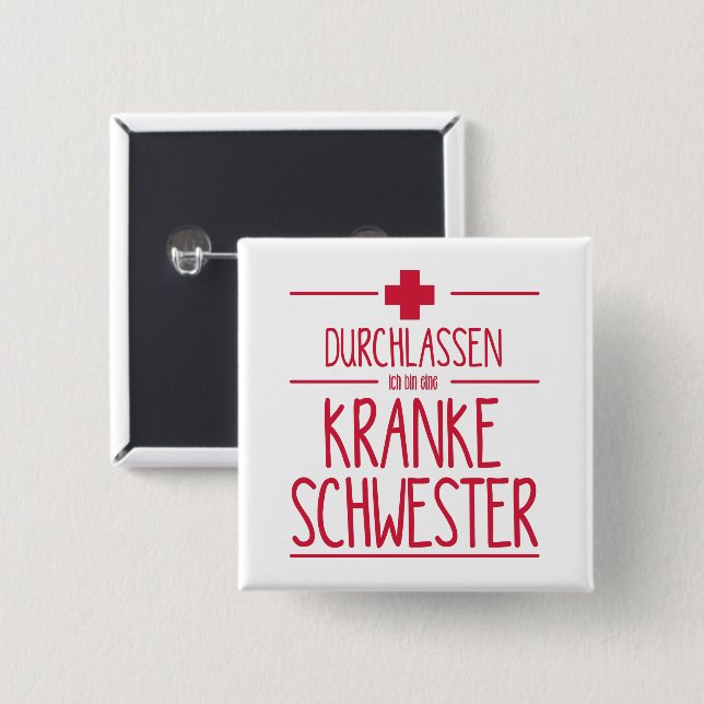 Lustiges Kranke Schwester 2 Inch Square Button (Front & Back)