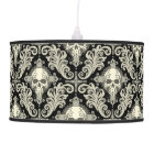 Crânes et croix Motif Damas noir et crème