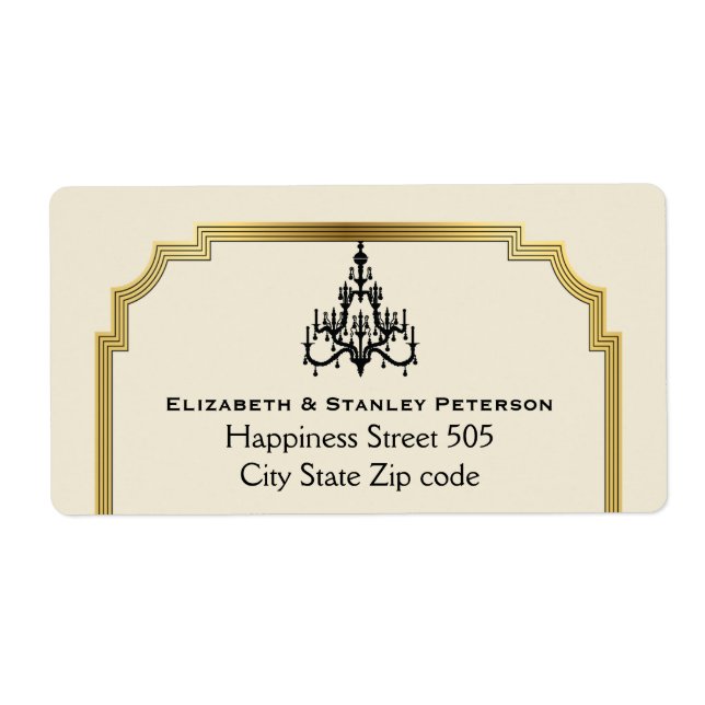 Lustre et bordure Art déco mariage beige (Devant)