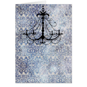 Lustre sur papier peint bleu imitation vintage