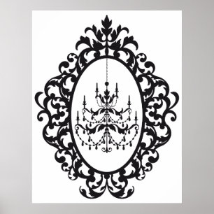 Lustre vintage dans le cadre de tableau antique