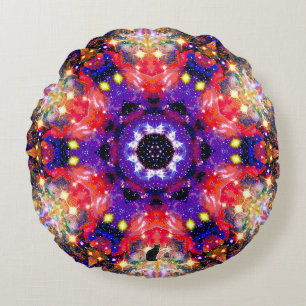 Lustrous Stellar Kaleid Round Pillow