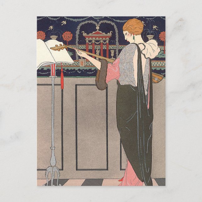 Lute Player by George Barbier Postcard (Front)