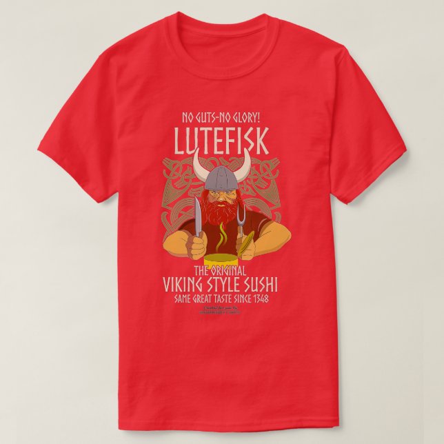 Lutefisk Design Original Viking Sushi Funny Lutefi T-Shirt (Design Front)