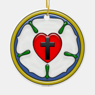 Luther Rose Embossed-Look Ceramic Ornament