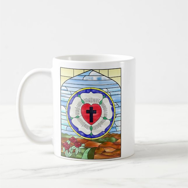 Luther Rose Stained Glass Coffee Mug (Left)