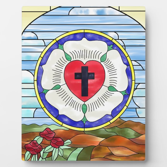 Luther Rose Stained Glass Window Plaque (Front)