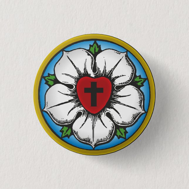 Lutheran Rose 1 Inch Round Button (Front)
