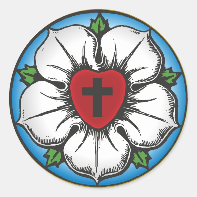 Lutheran Rose Classic Round Sticker (Front)