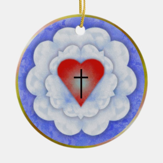 Luther's Rose Ceramic Ornament (Front)