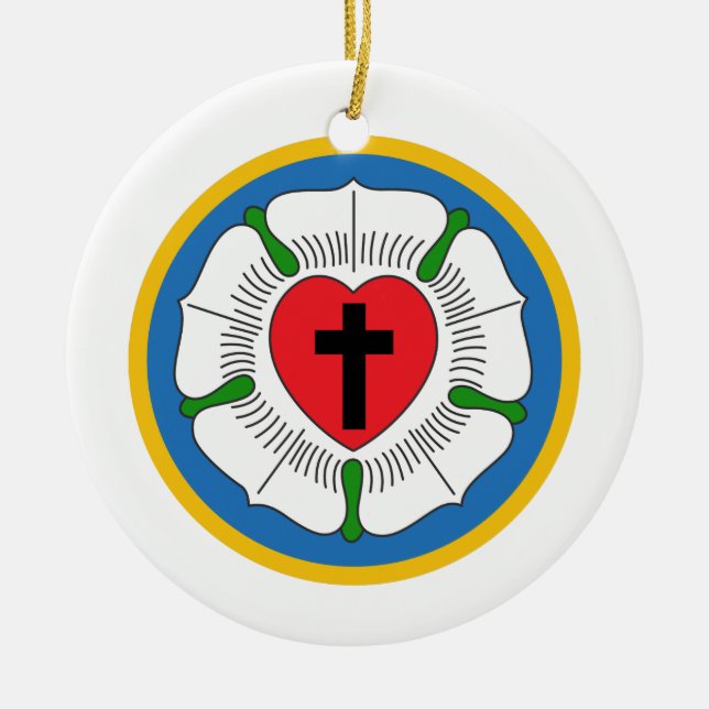 Luthers Rose Ceramic Ornament (Front)