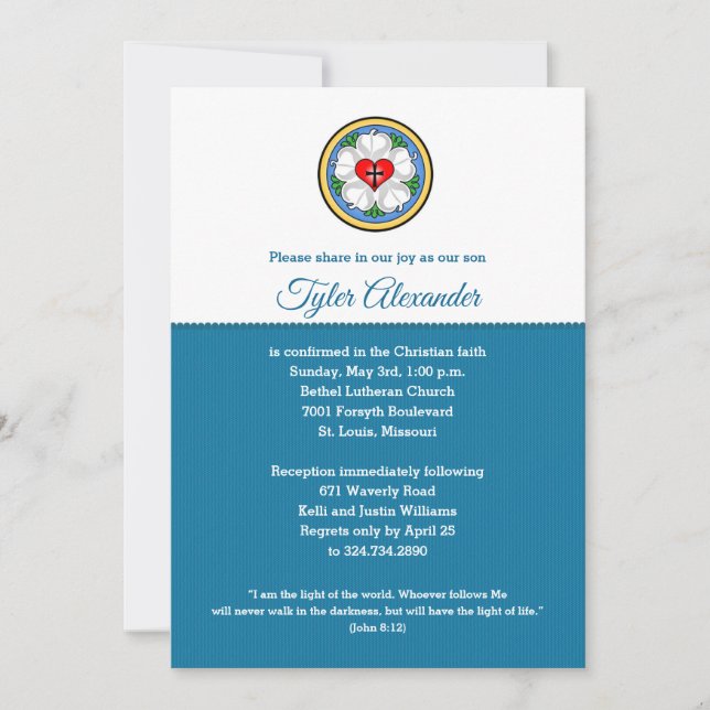 Luther's Rose Holy Cross Invitation Blue (Front)