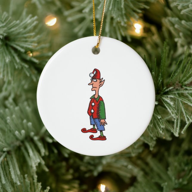 Lutin debout au garde à vous ornement en céramique (Arbre)
