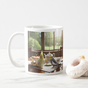 Lutino and Normal Grey Cockatiels Parakeet Bird  Coffee Mug