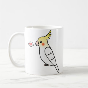 Lutino Cartoon Cockatiel Parrot Bird Love Coffee Mug