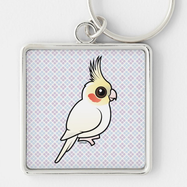 Lutino Cockatiel Keychain (Front)