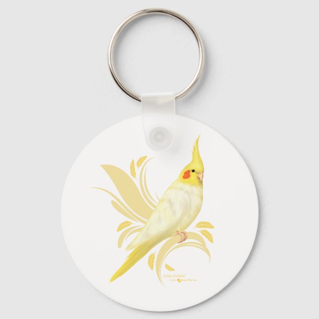 Lutino Cockatiel Keychain (Front)