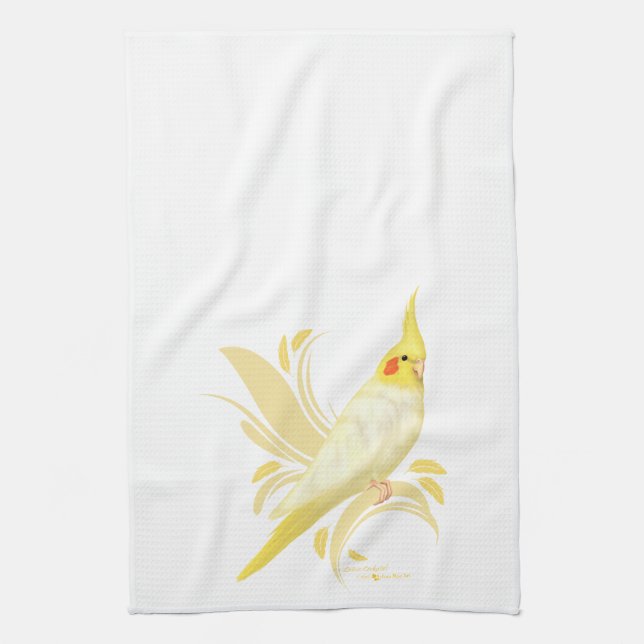 Lutino Cockatiel Kitchen Towel (Vertical)