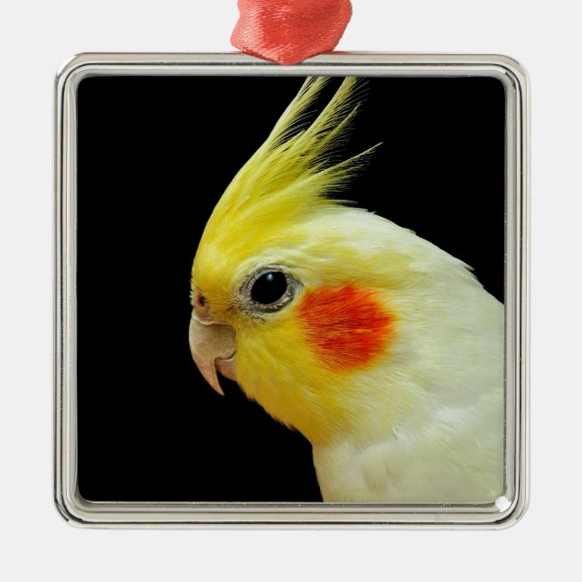 Lutino Cockatiel Metal Ornament (Front)