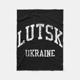 Lutsk Ukraine Retro 70s College Sports Style Fleece Blanket