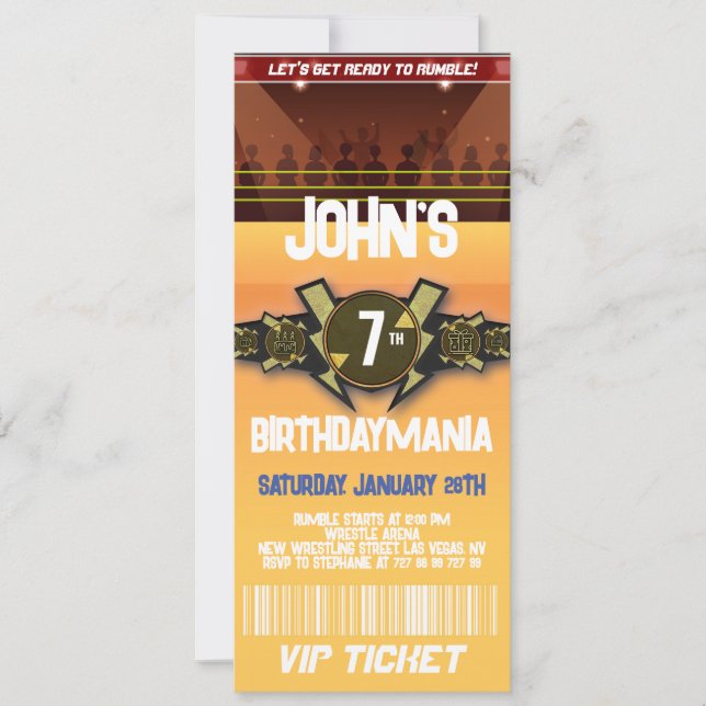 Lutte Anniversaire Billet Invitation Thème (Devant)