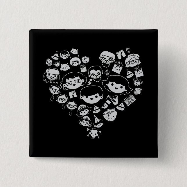 Luv 2 inch square button (Front)