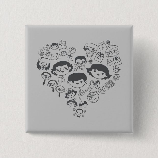 Luv 2 Inch Square Button (Front)
