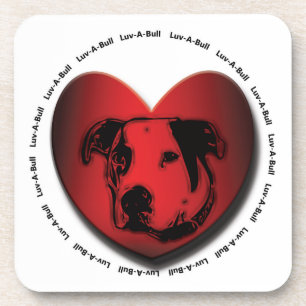 Luv-A-Bull American Bulldog Pit Bull Heart Coaster