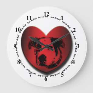 Luv-A-Bull American Bulldog Pit Bull Heart Large Clock