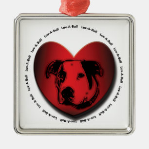Luv-A-Bull American Bulldog Pit Bull Heart Metal Ornament