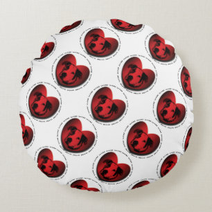 Luv-A-Bull American Bulldog Pit Bull Heart Round Pillow