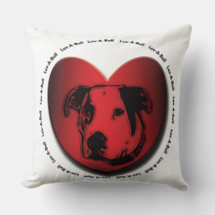 Luv-A-Bull American Bulldog Pit Bull Heart Throw Pillow