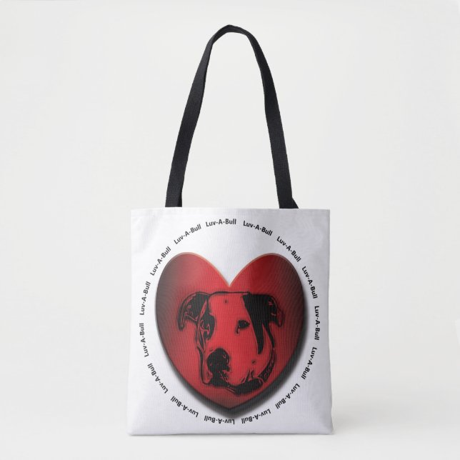 Luv-A-Bull American Bulldog Pit Bull Heart Tote Bag (Front)